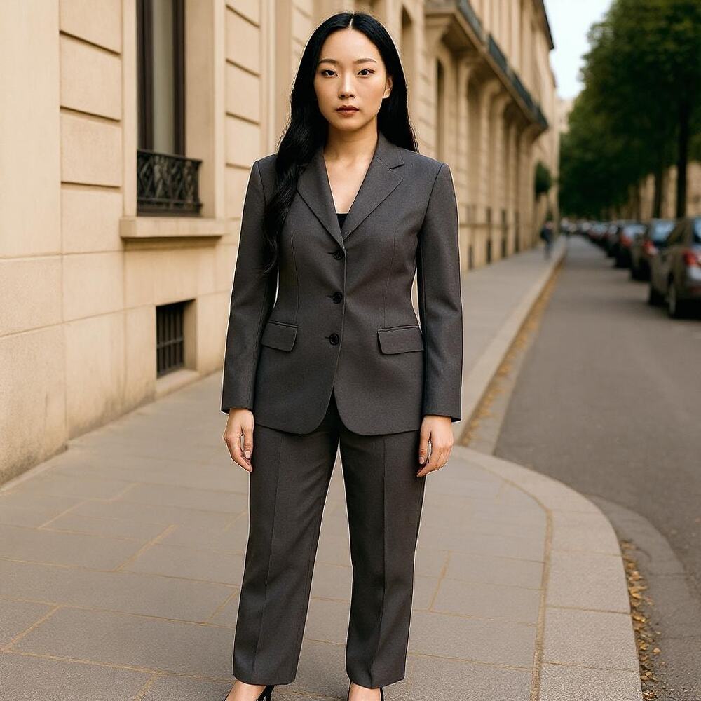 Giorgio Armani 2pc Suit Womens Size 4 US / 40 EU Gray Blazer Pants 28x28.5 Italy